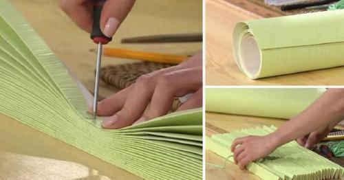Как сделать рулонные шторы из обоев своими руками. Жалюзи из обоев 10