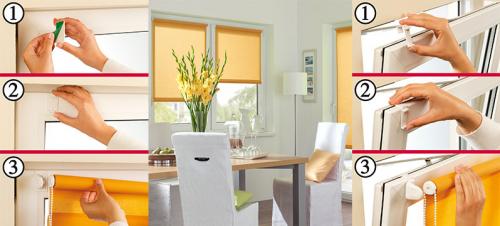 На что лучше приклеить жалюзи. Установка жалюзи на пластиковые окна без сверления 01