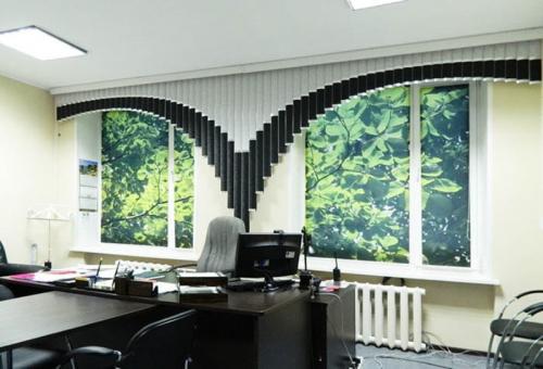 Мульти вертикальные жалюзи. Мультифактурные вертикальные жалюзи в интерьере